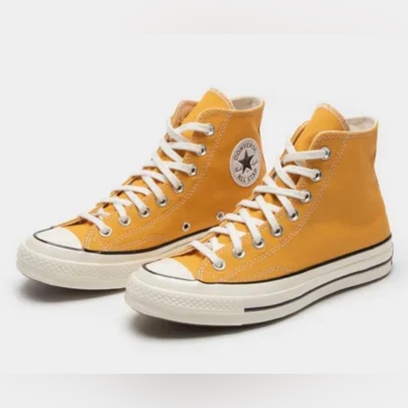 Converse mustard high tops sneakers women’s 10.5 men’s 8.5 - Picture 2 of 9